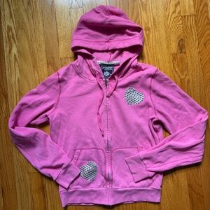 Rare vintage y2k 2000s Victoria's Secret PINK mcbling hooded sweatshirt zip up